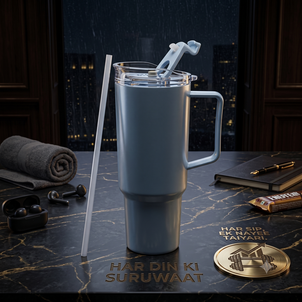 Tumbler 1800ml - Insulated Travel Mug with Handle & Straw