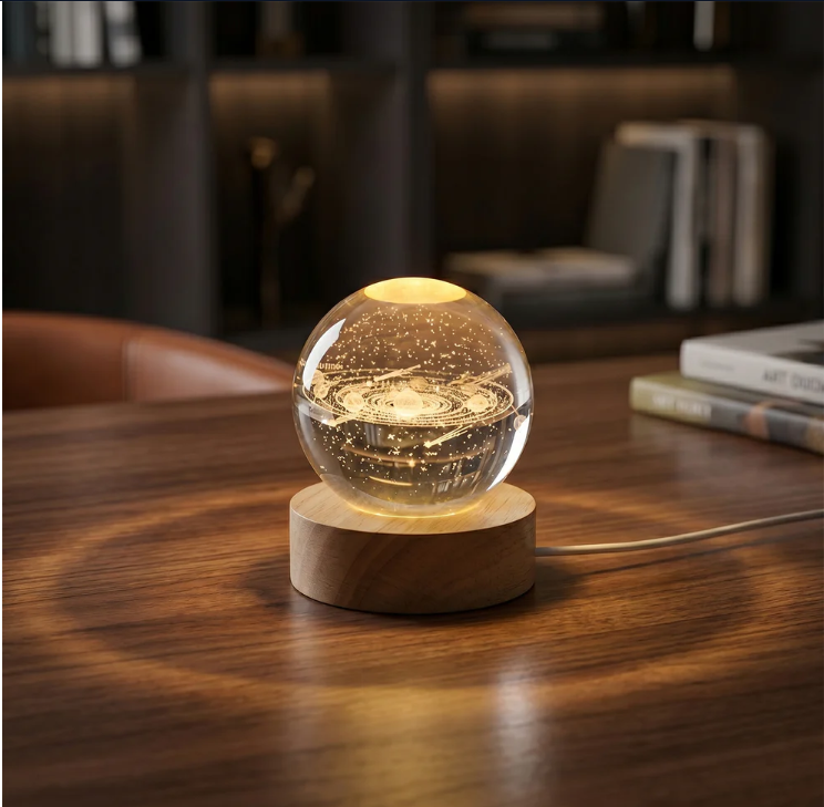 3D Astronomy Night Lamp Crystal Ball lamps With Base (1 Pc)