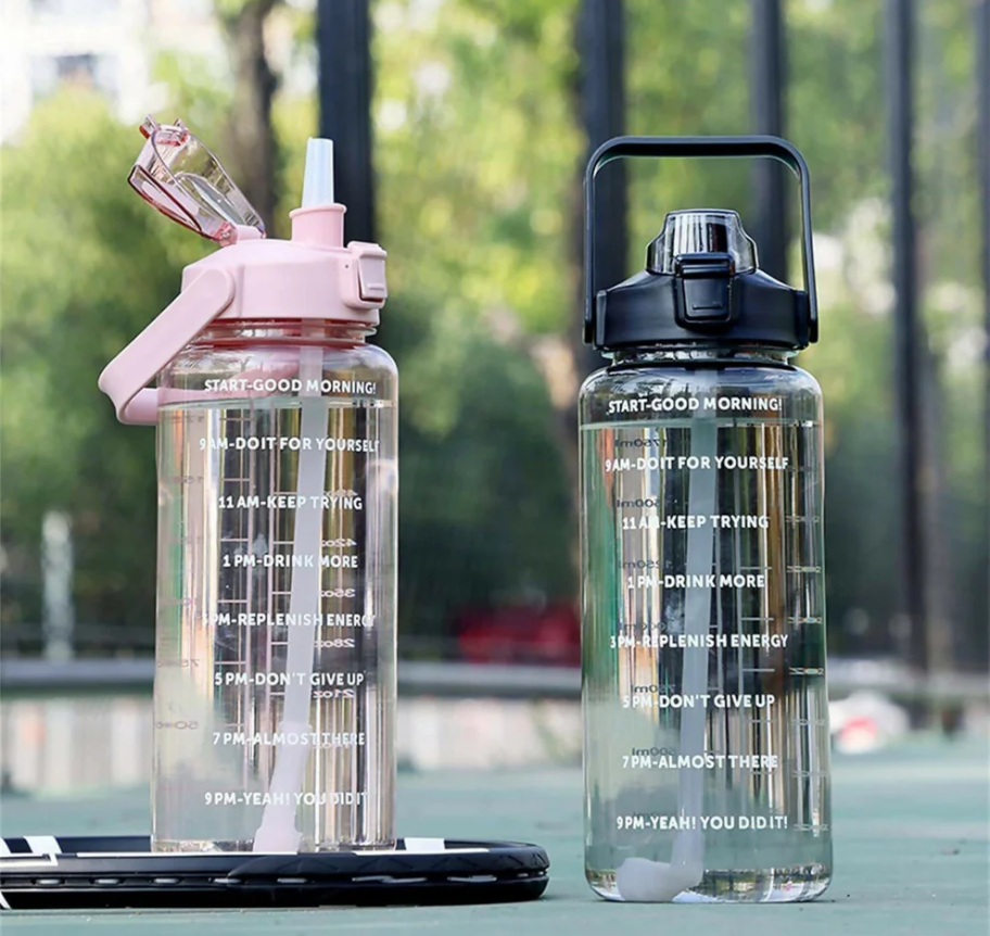 Water Bottle – Large 2000ml Capacity with Time Markers for Hydration