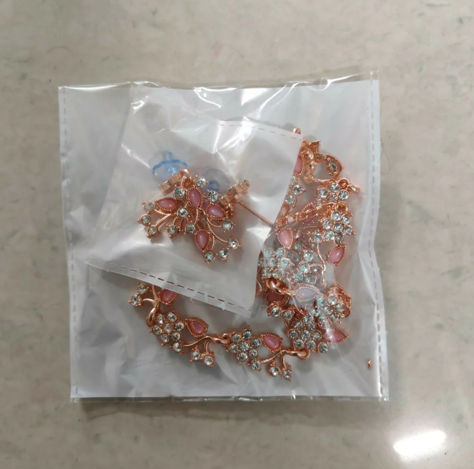 VOXRO Pink Cascade Floral Necklace & Earring Set